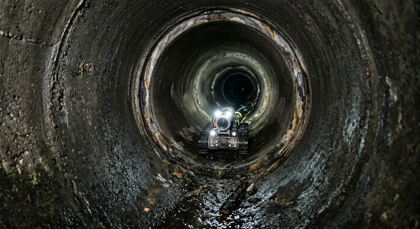 Robotic sewer camera inspecting pipe interior for Sewer Line Repair in North Charleston